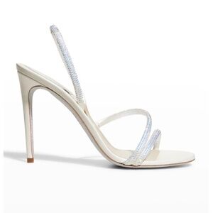 Rene Caovilla White Iridescent Sandal with Crystals